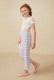 GY8163 Lavender Girls Tassel Tie Stretch Floral Lace Pants