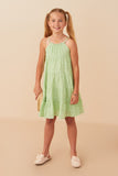 GY8165 Mint Girls Floral Crochet Lace Tiered Tank Dress Front 2