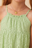 GY8165 Mint Girls Floral Crochet Lace Tiered Tank Dress Detail