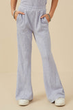 GY8208 Blue Girls Rib Knit Marled Wide leg Pants Front