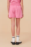 GY8211 Pink Girls Garment Dyed Smock Detail Shorts Back