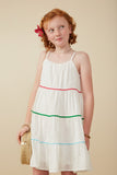 Zig Zag Colored Lace Trim Tank Dress