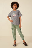 GY8251 Charcoal Girls Sequin Cherry Patch Washed Out Tee Full Body