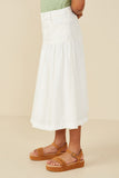 GY8281 Off White Girls Mix Media Denim Midi Skirt Side