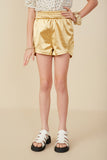 Smocked Elastic Waist Metallic Shorts