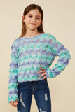 Jewel Detailed Scale Knit Pullover Sweater