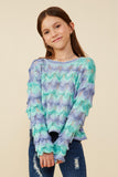 GY8341 Lavender Mix Girls Jewel Detailed Scale Knit Pullover Sweater Front 2