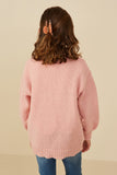 GY8343 PINK Girls Lace Frilled Buttoned Sweater Cardigan Back