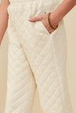 GY8369 Ivory Girls Quilted Elastic Waist Knit Pants Detail