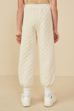 GY8369 Ivory Girls Quilted Elastic Waist Knit Pants Back