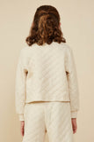 GY8370 Ivory Girls Quilted Knit Pullover Sweatshirt Back