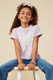 GY8434 Lavender Girls Pearl Ribbon Patch Knit T Shirt Pose