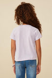 GY8434 Lavender Girls Pearl Ribbon Patch Knit T Shirt