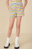 Multicolor Stripe Textured Knit Shorts