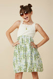 GY8484 Ivory Girls Mix Media Textured Stripe Tank Dress Front