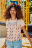 GY8500 Taupe Girls Sequin Paneled Twofer T Shirt Editorial