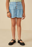 Button Detail Tiered Wideleg Tencel Shorts