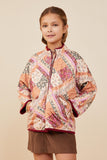 Patch Print Quilted Light Padded Jacket