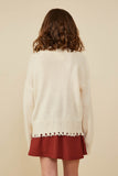 GY8614 Cream Girls Distressed Old Glory Graphic Sweater Back