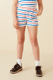 Multiple Stripe Elastic Waist Terry Shorts