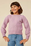 GY8653 Lavender Girls Pearl Hearts Detail Pullover Sweater Front