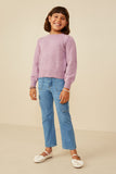 GY8653 Lavender Girls Pearl Hearts Detail Pullover Sweater Pose