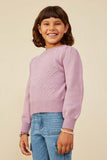 GY8653 Lavender Girls Pearl Hearts Detail Pullover Sweater Side