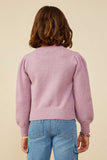 GY8653 Lavender Girls Pearl Hearts Detail Pullover Sweater Back