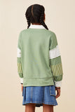 GY8696 Olive Girls Mixed Media Print Blocked Knit Rugby Shirt Back