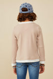 GY8699 Taupe Girls Layered Look Ribbed Knit Top Back