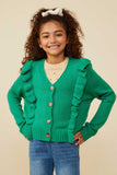 Ruffle Detail Buttoned Sweater Cardigan