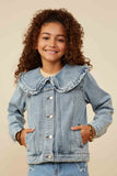 Exaggerated Ruffle Collar Denim Jacket