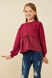 GY8771 Berry Girls Mix Media French Terry Knit Top Front