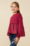 GY8771 Berry Girls Mix Media French Terry Knit Top Side