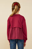 GY8771 Berry Girls Mix Media French Terry Knit Top Back