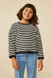 Fuzzy Fleece Striped Long Sleeve Top