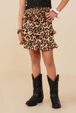 Smocked Waist Tiered Leopard Skirt