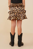 GY9021 Leopard Girls Smocked Waist Tiered Leopard Skirt Back