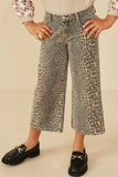 GY9045 Leopard Girls Washed Leopard Print Relaxed Fit Denim Jeans Front