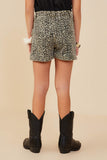 GY9068 Leopard Girls Washed Animal Print Denim Skort Back