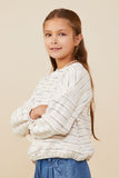 GY9140 Mustard Girls Sketch Striped Terry Knit Top Side