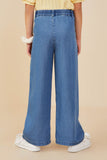 GY9146 Mid Denim Girls Pleated Detail Wide Leg Tencel Pants Back