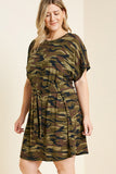 H4443W CAMO Plus Camo Tie-Front T-Shirt Dress Angle