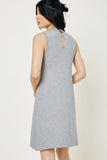 H7935 GREY Womens Knit Mock Neck Sweater Dress Back