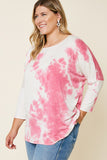 H8016W BERRY Plus Tie Dye Dolman Sleeve Top Side