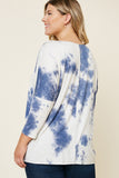 H8016W NAVY Plus Tie Dye Dolman Sleeve Top Back