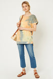 H8266 Orange Womens Short Sleeve Tie Dye Tee Front