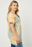 H8266W ORANGE Plus Scoop Neckline Tie Dye Tee Side