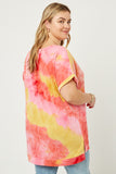 H8266W PINK Plus Scoop Neckline Tie Dye Tee Back