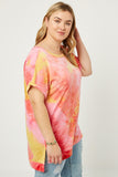 H8266W PINK Plus Scoop Neckline Tie Dye Tee Side